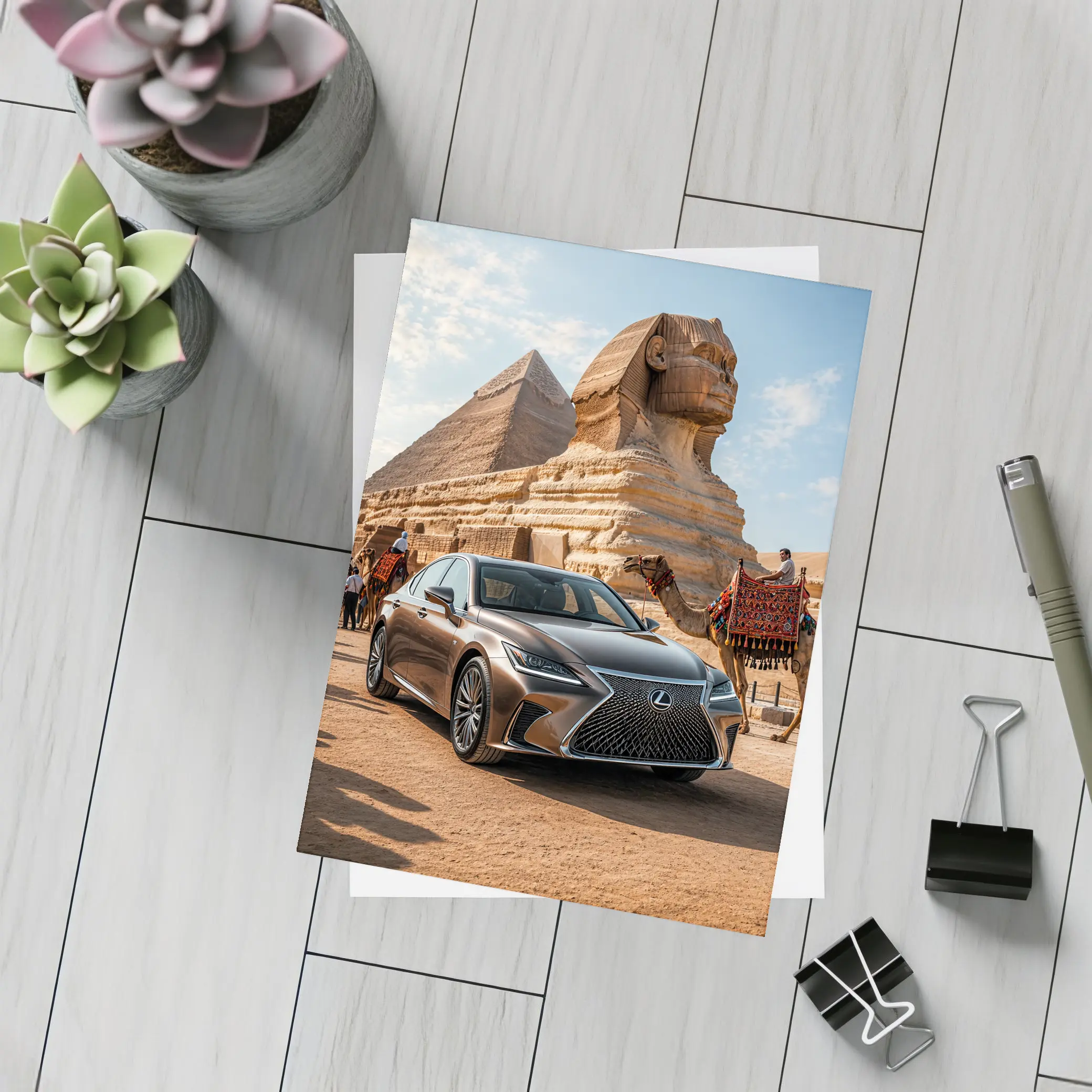 Lexus LS Egypt Pyramids Sphinx Desert – Postcards