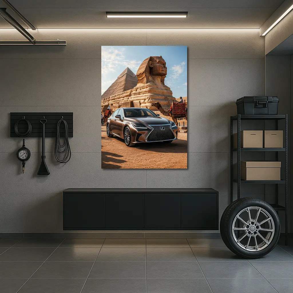 Lexus LS Egypt Pyramids Sphinx Desert – Wall Art