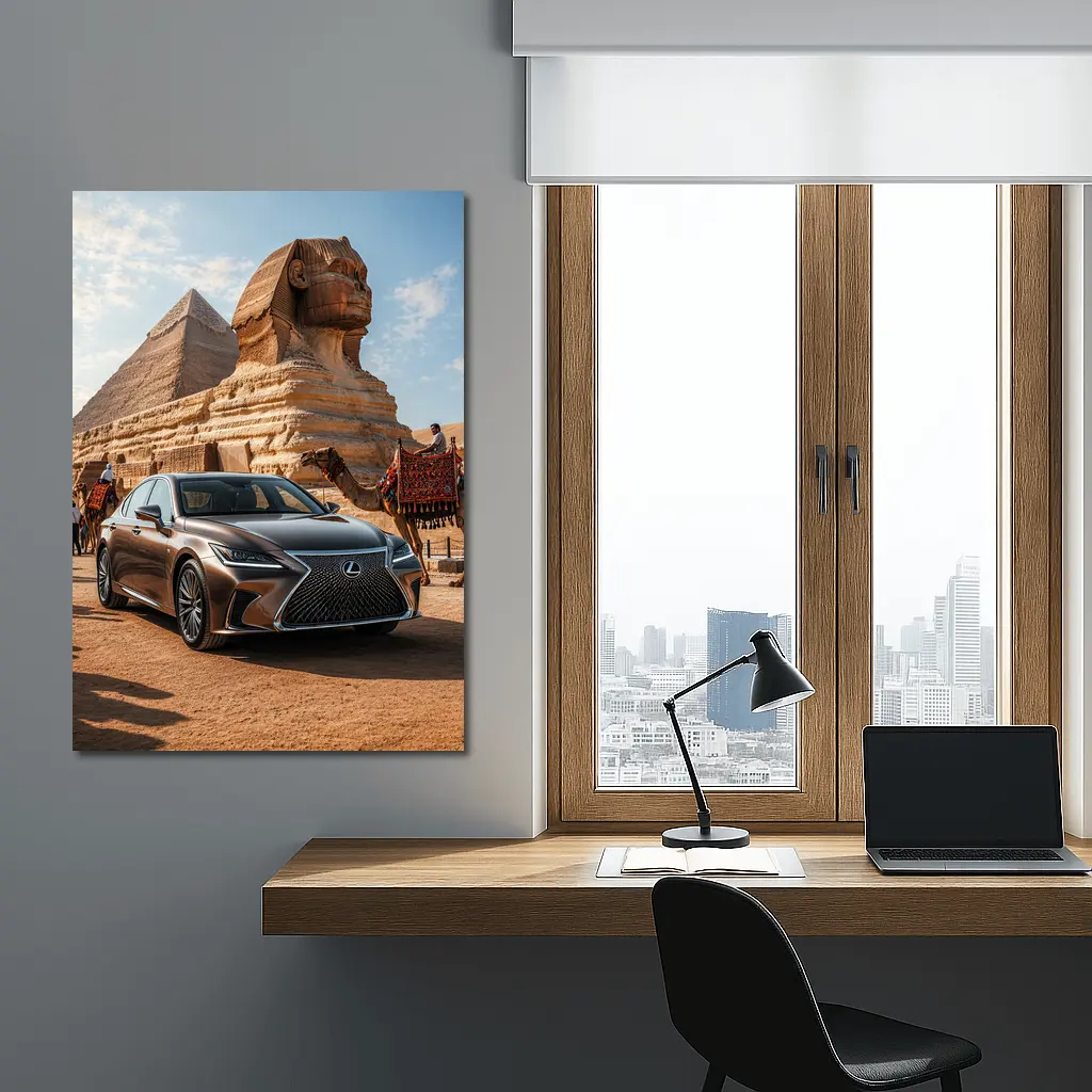 Lexus LS Egypt Pyramids Sphinx Desert – Wall Art