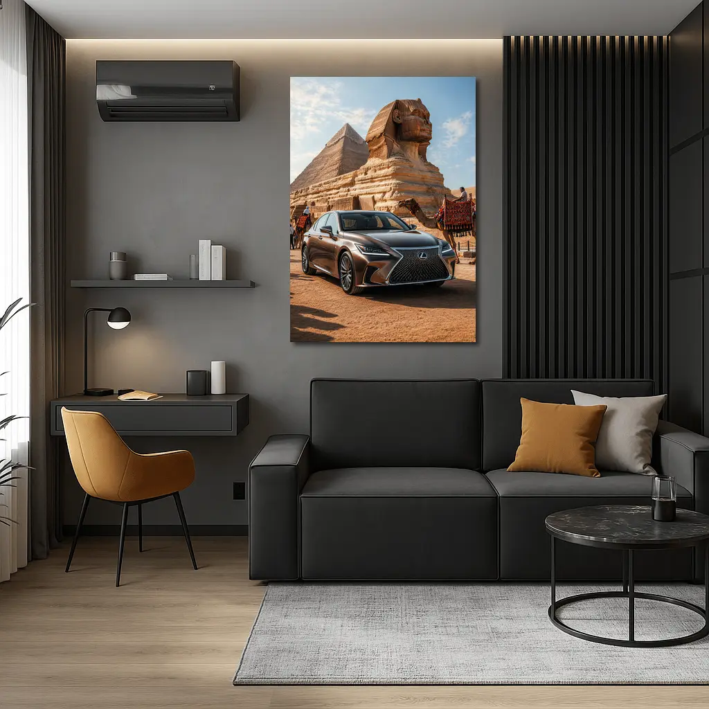 Lexus LS Egypt Pyramids Sphinx Desert – Wall Art