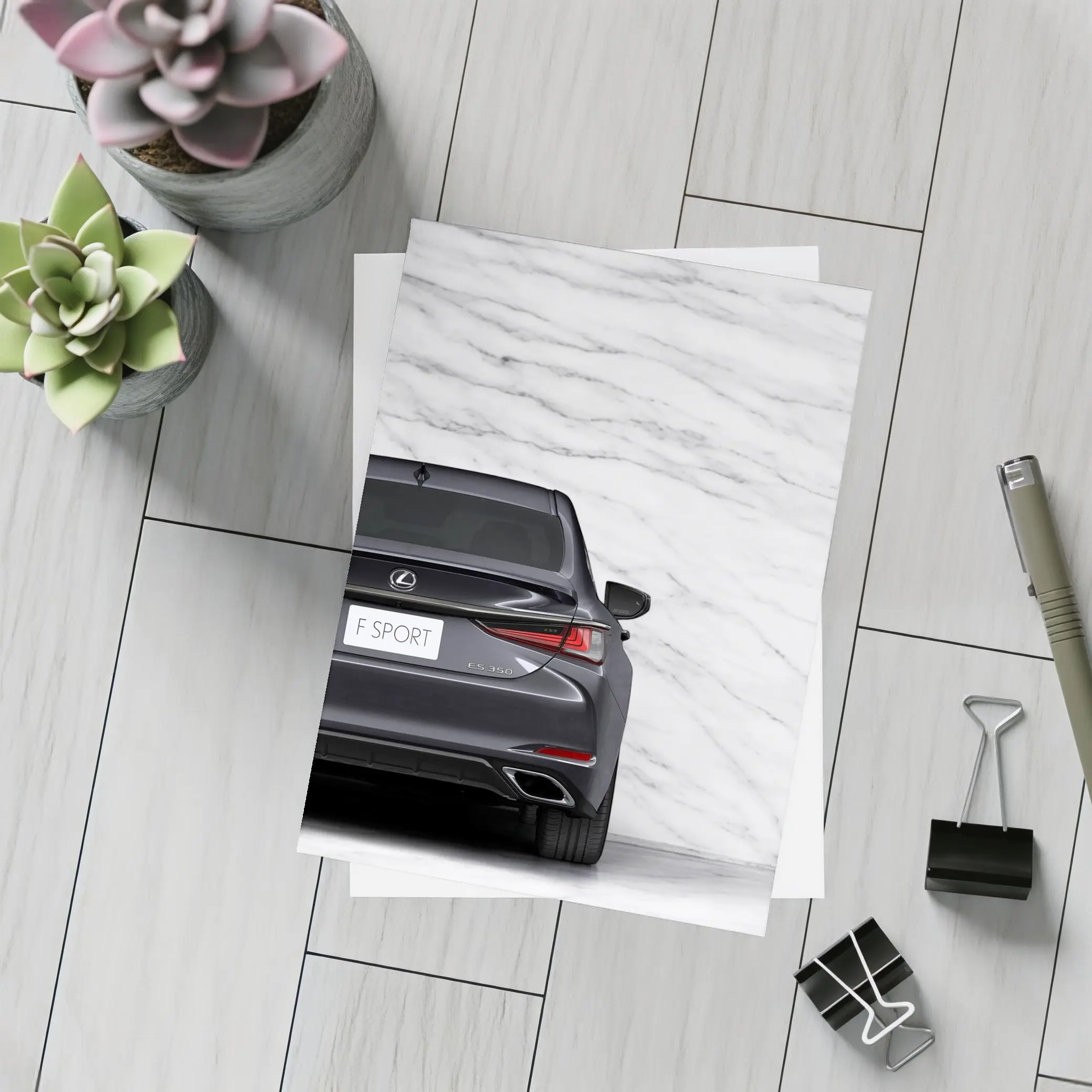 Lexus ES F Sport Marble Background Rear View – Postcards
