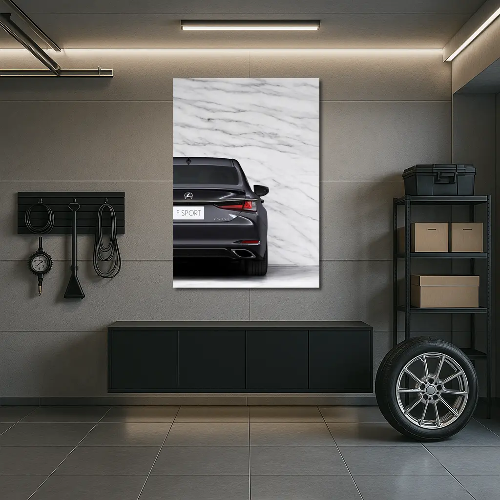 Lexus ES F Sport Marble Background Rear View – Wall Art