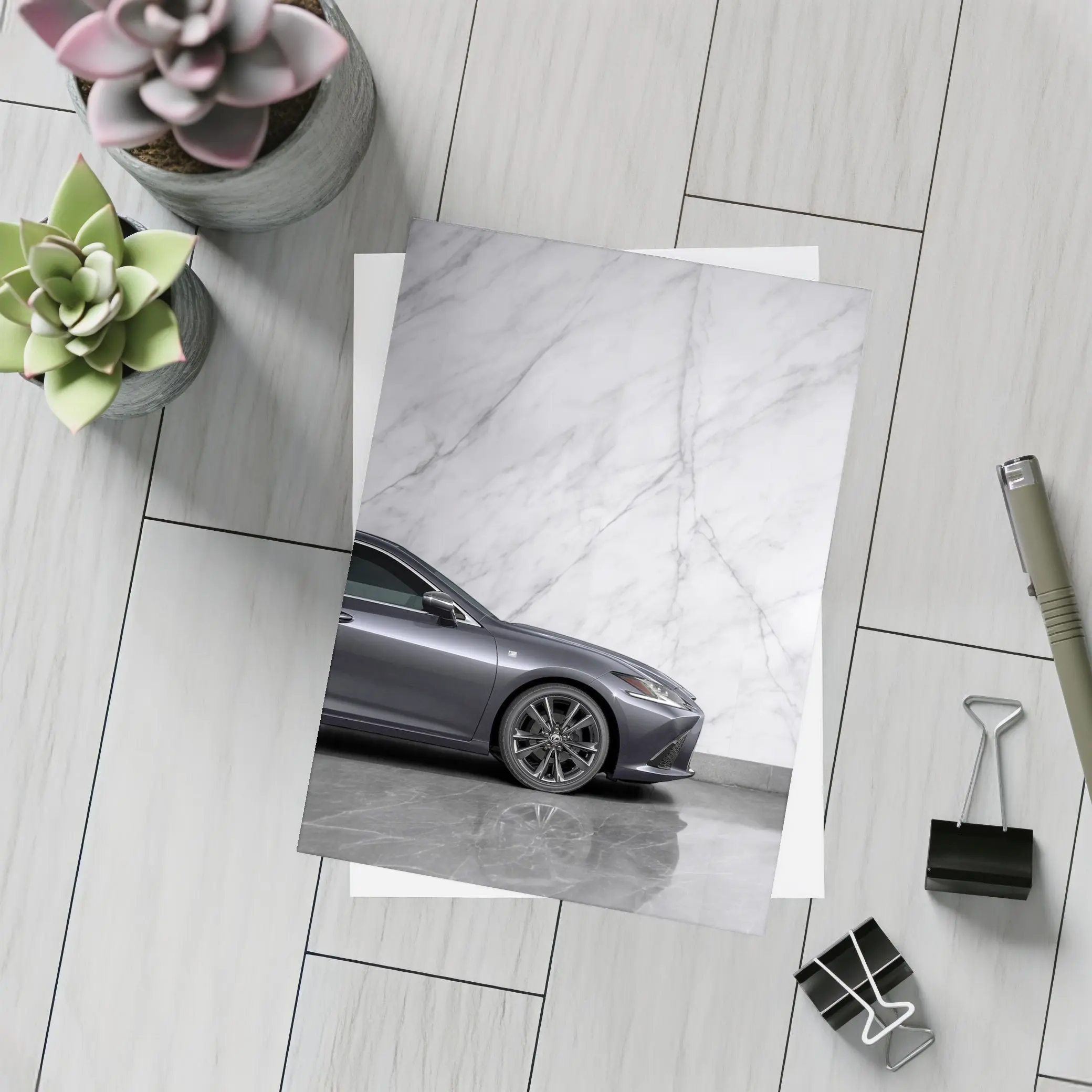 Lexus ES F Sport Gray Marble Background – Postcards