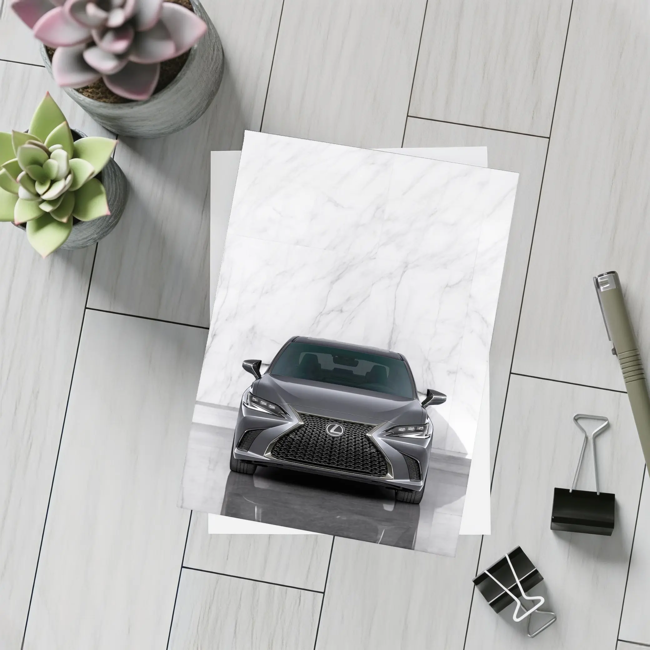 Lexus ES F Sport White Marble Background – Postcards