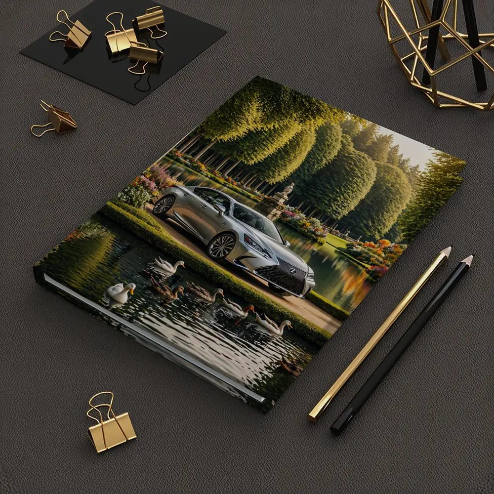 Lexus LS Silver Sedan Garden Lake Scene – Notebooks