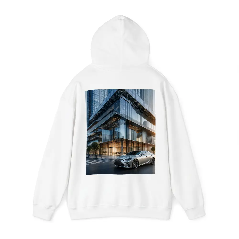 Lexus ES Sedan Outside Glass Office Tower – Hoodies