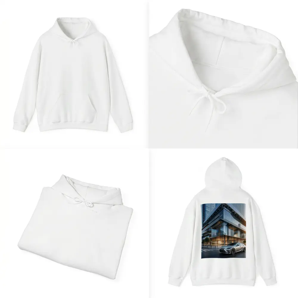 Lexus ES Sedan Outside Glass Office Tower – Hoodies