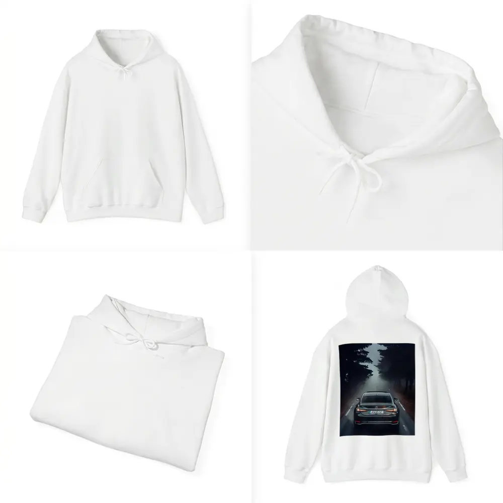Lexus ES Rear View Foggy Forest Road – Hoodies