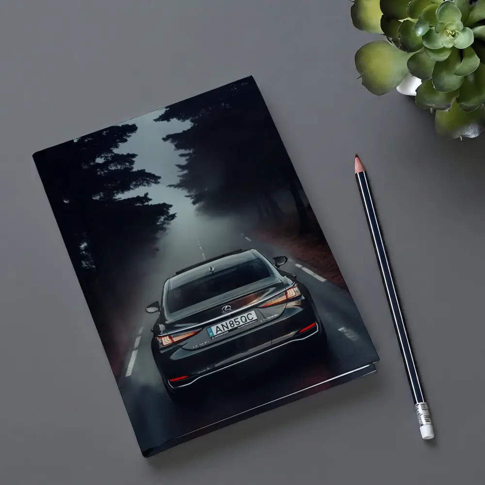 Lexus ES Rear View Foggy Forest Road – Notebooks