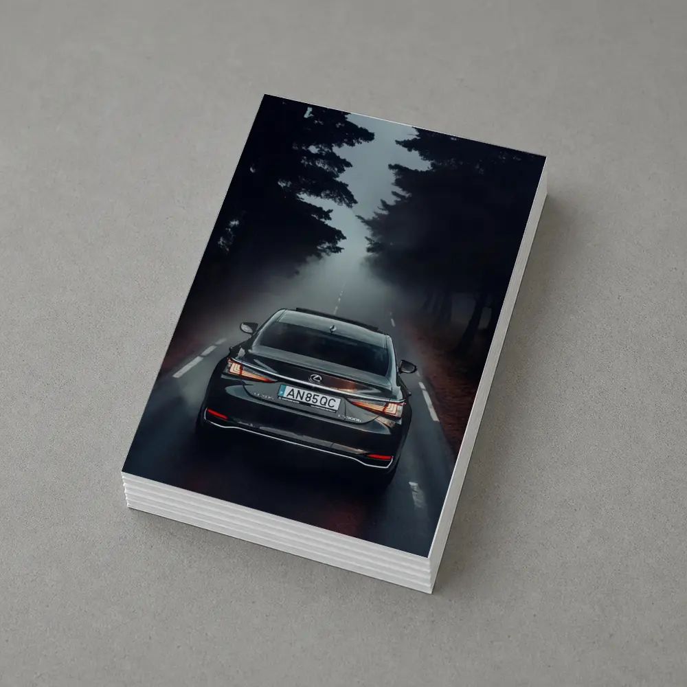 Lexus ES Rear View Foggy Forest Road – Postcards