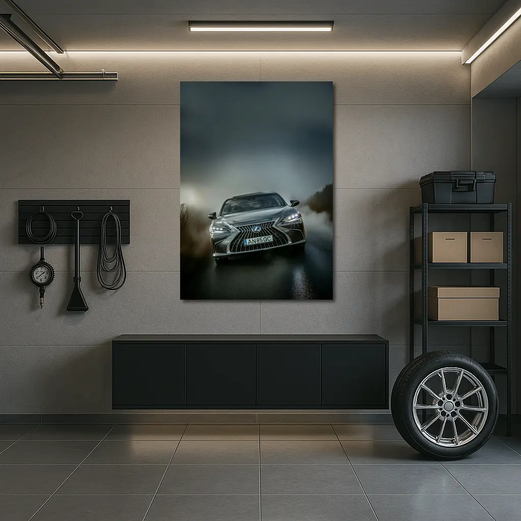 Lexus ES Front View Foggy Road – Wall Art