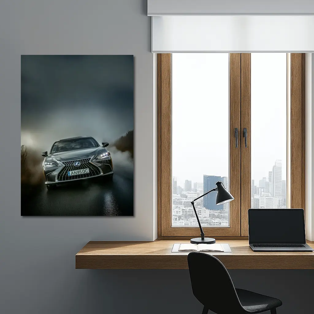Lexus ES Front View Foggy Road – Wall Art