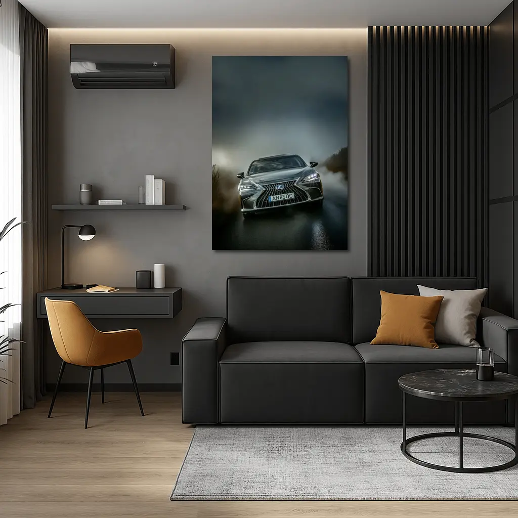 Lexus ES Front View Foggy Road – Wall Art