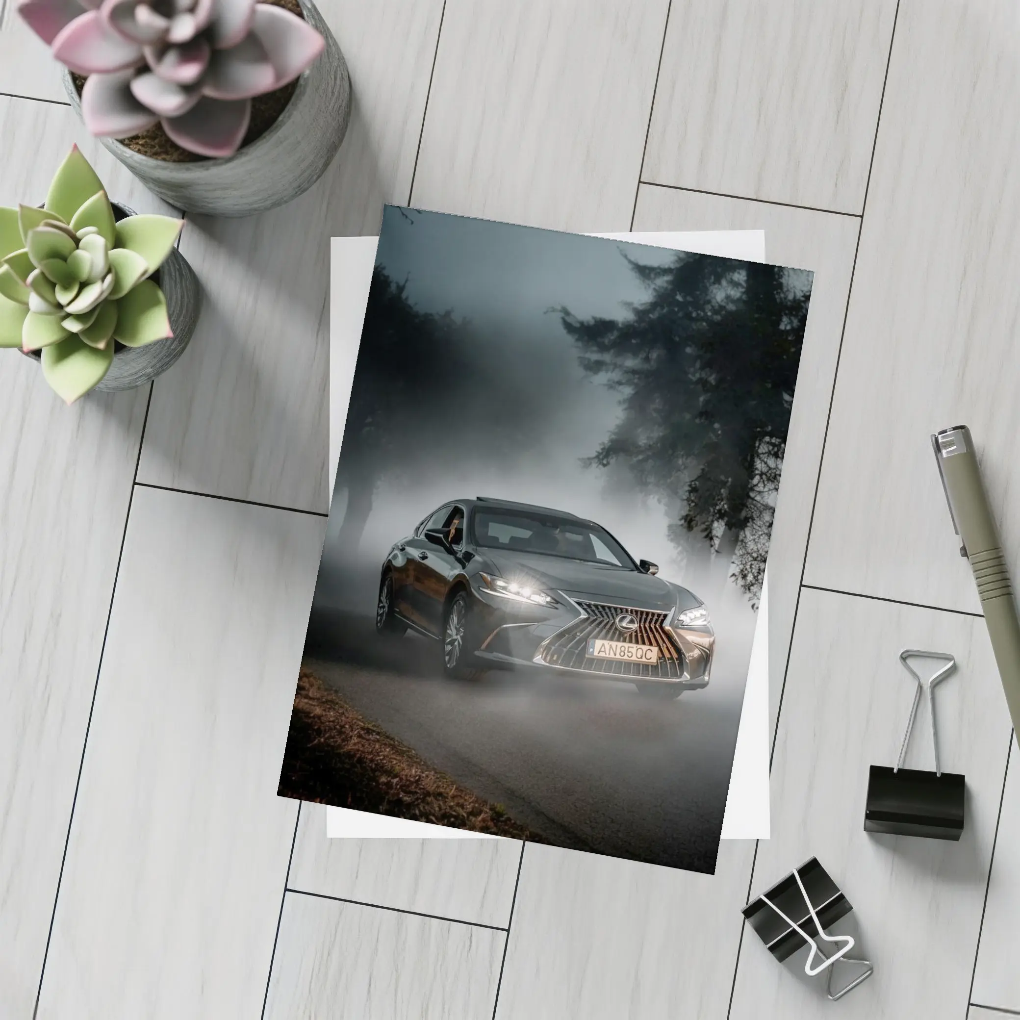 Lexus ES Dark Foggy Forest Night Drive – Postcards