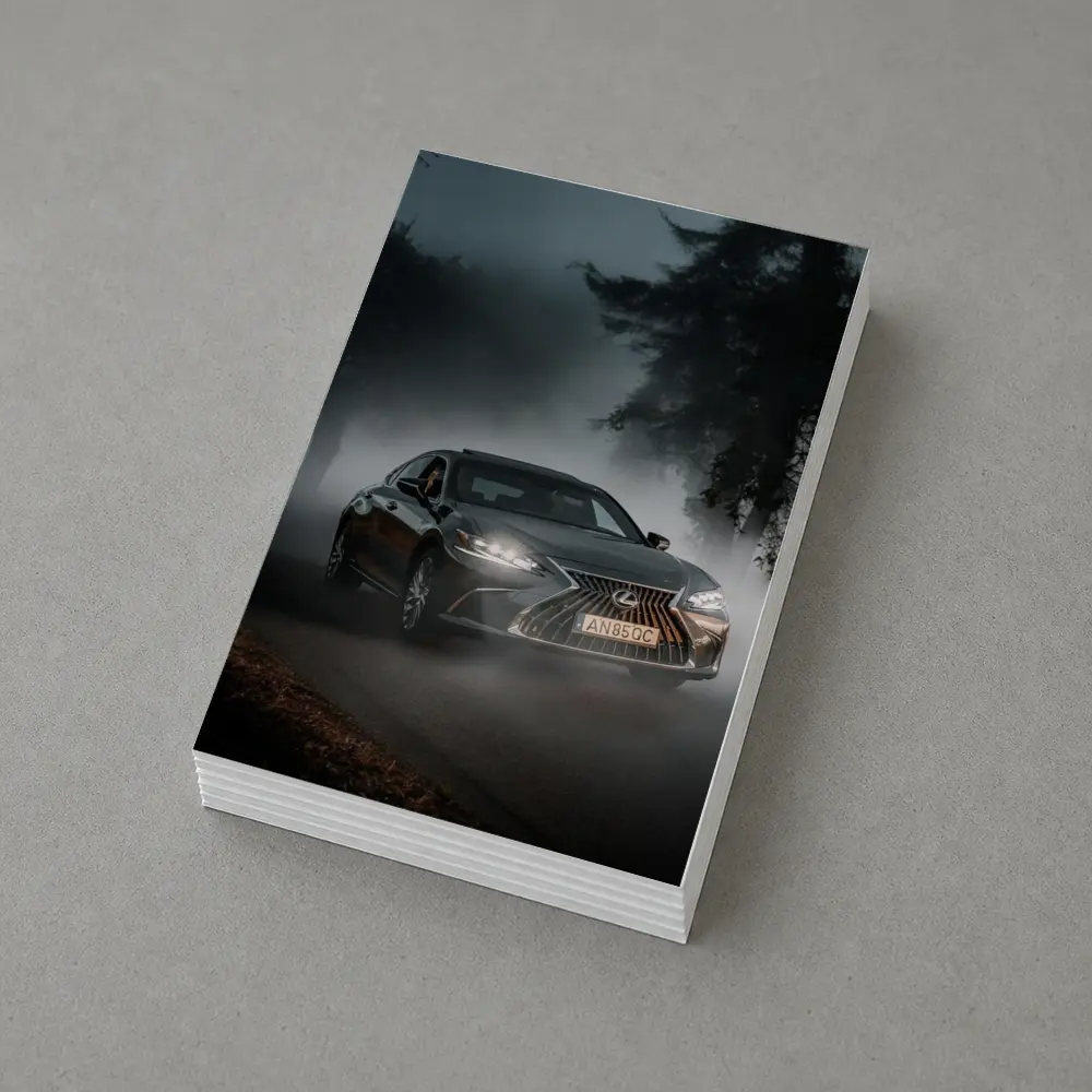 Lexus ES Dark Foggy Forest Night Drive – Postcards