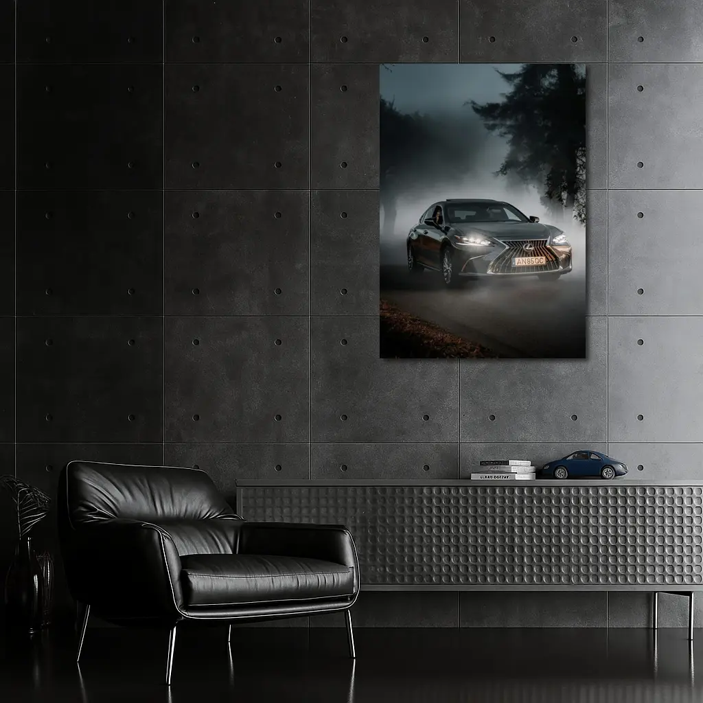 Lexus ES Dark Foggy Forest Night Drive – Wall Art