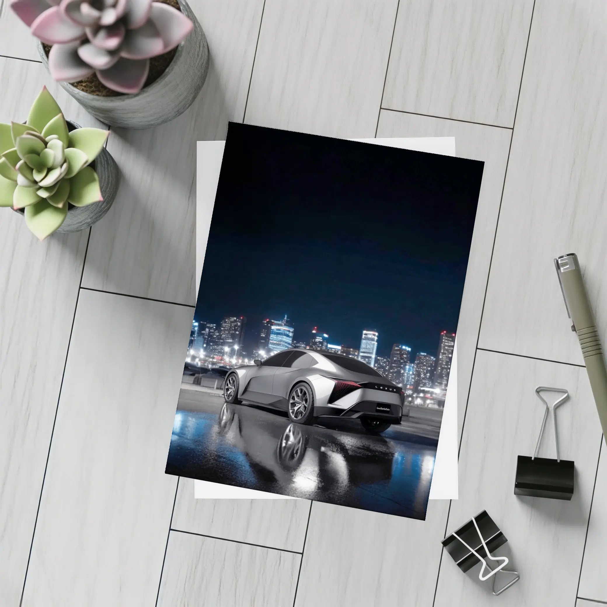Lexus Concept Car Silver City Night – Postcards