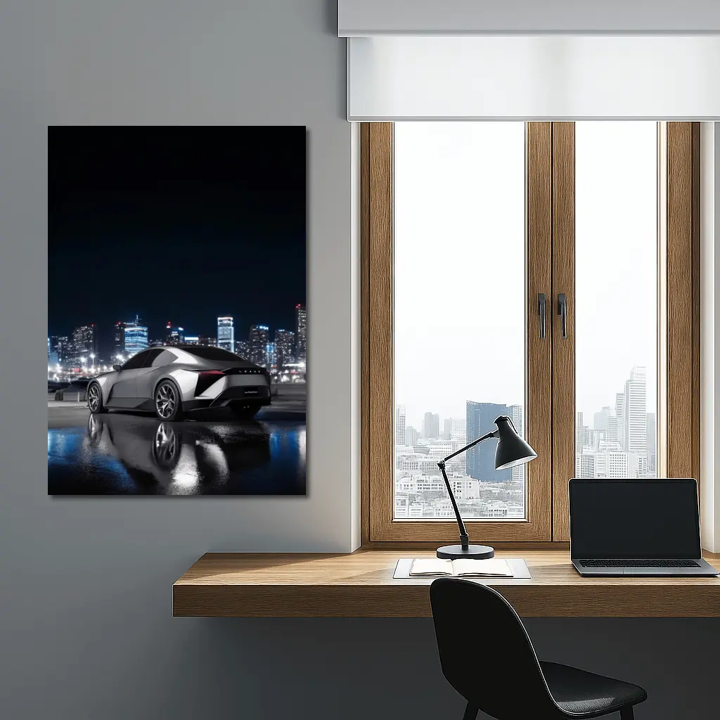 Lexus Concept Car Silver City Night – Wall Art