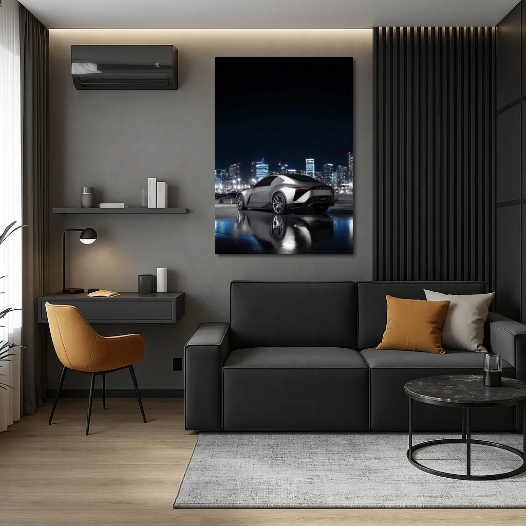 Lexus Concept Car Silver City Night – Wall Art