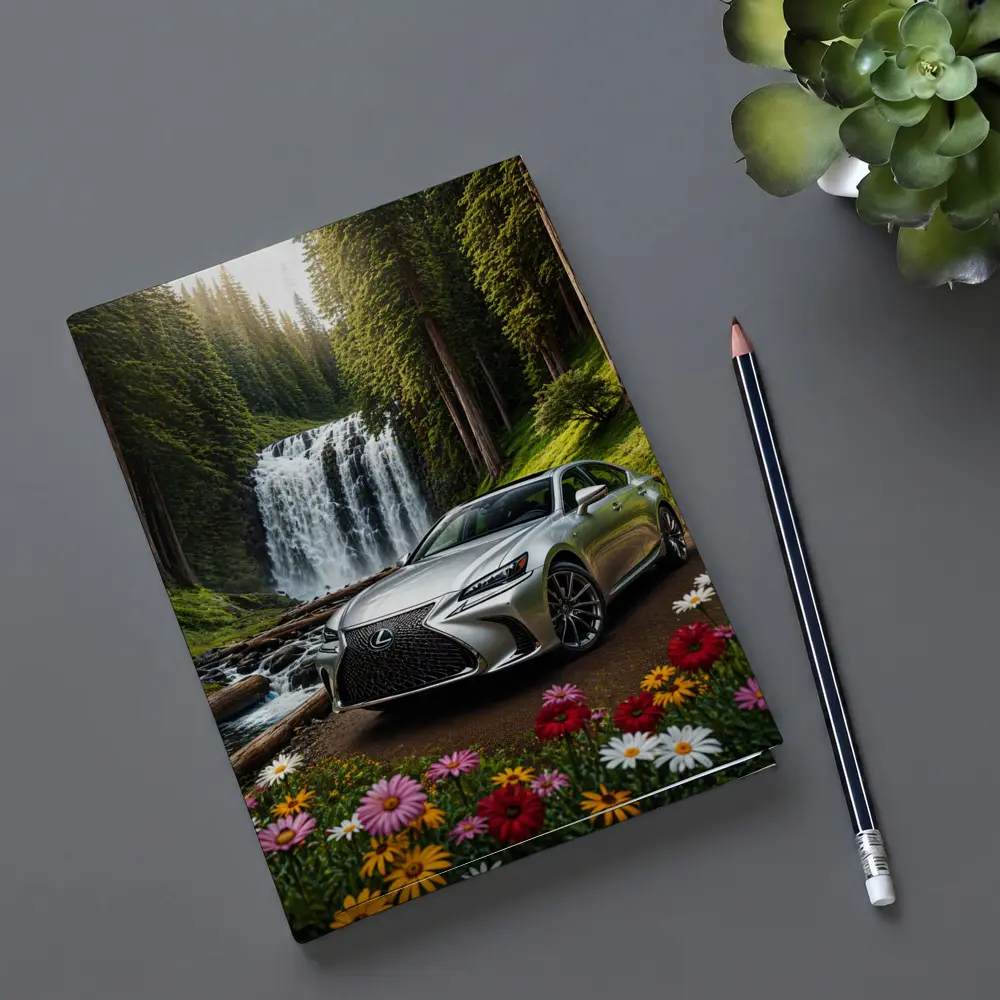 Lexus GS Silver Sedan Waterfall Forest – Notebooks