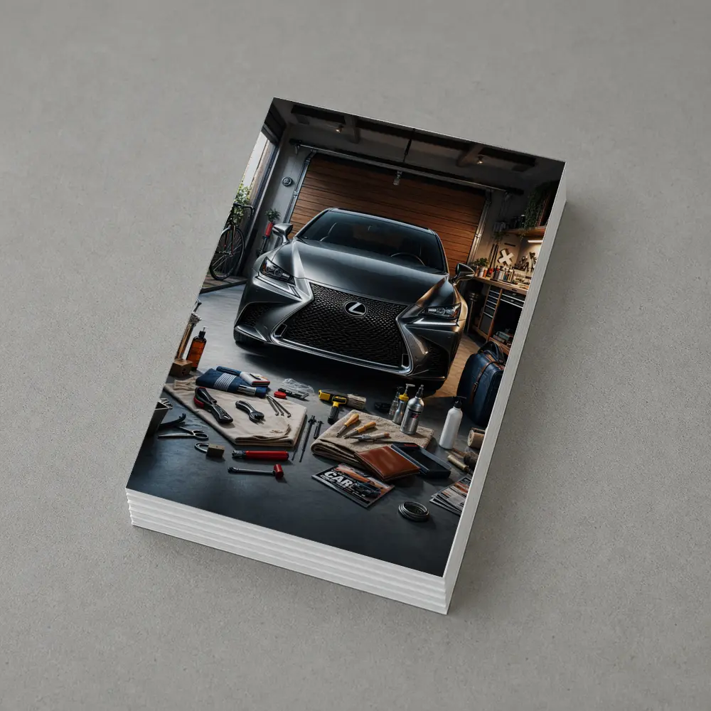 Lexus GS Dark Gray Garage Detail Scene – Postcards