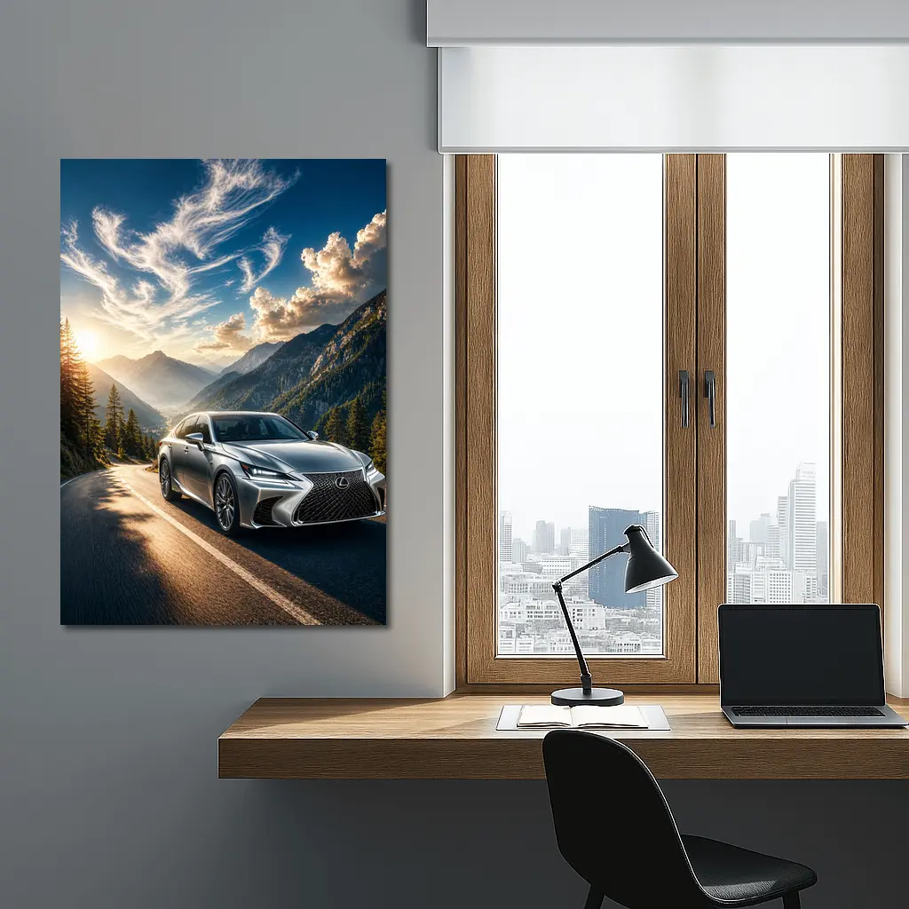 Lexus GS Silver Sedan Mountain Road Drive – Wall Art