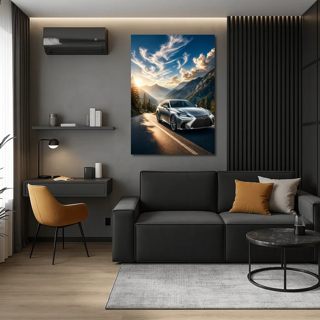 Lexus GS Silver Sedan Mountain Road Drive – Wall Art