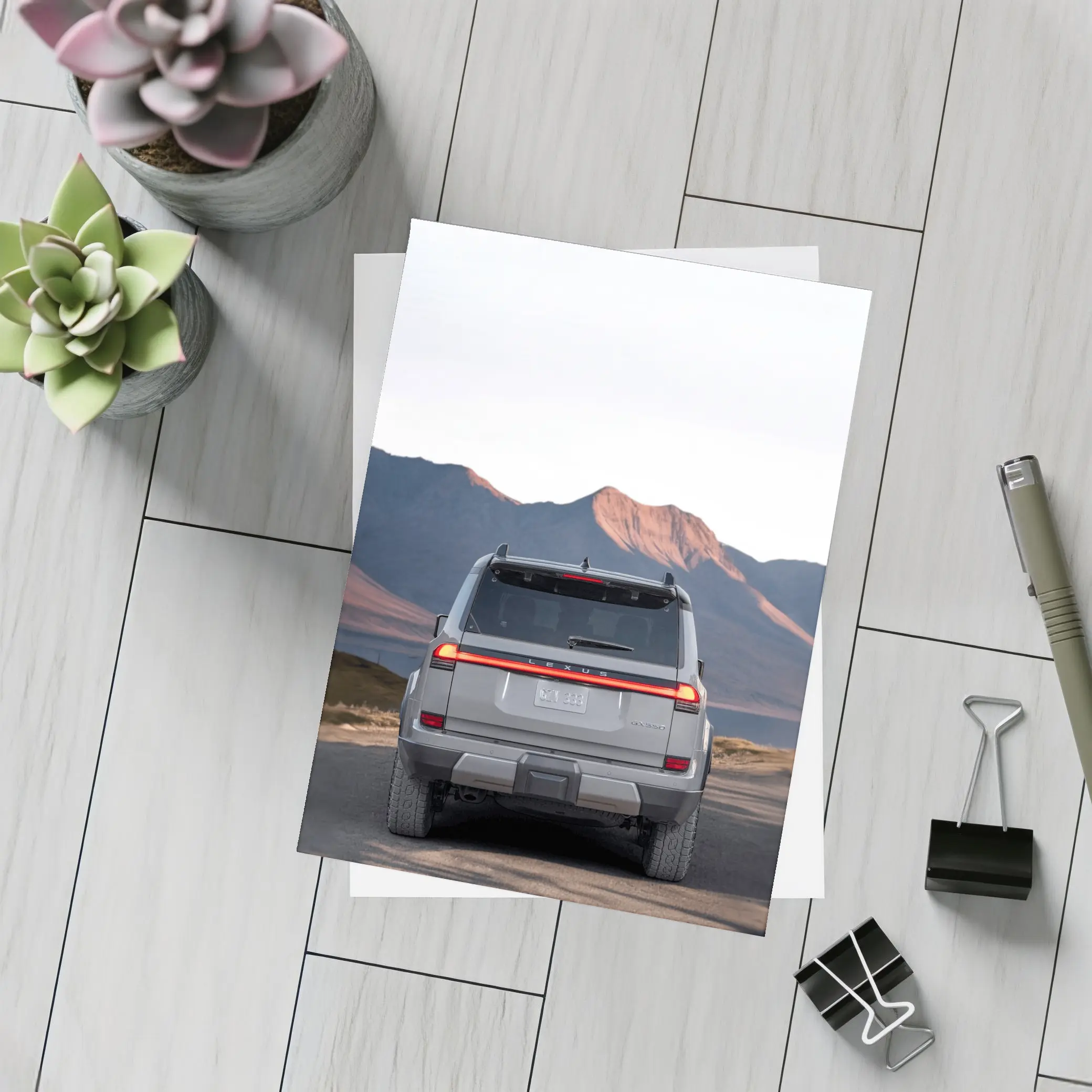 Lexus GX Rear View Mountain Desert Road – Postcards