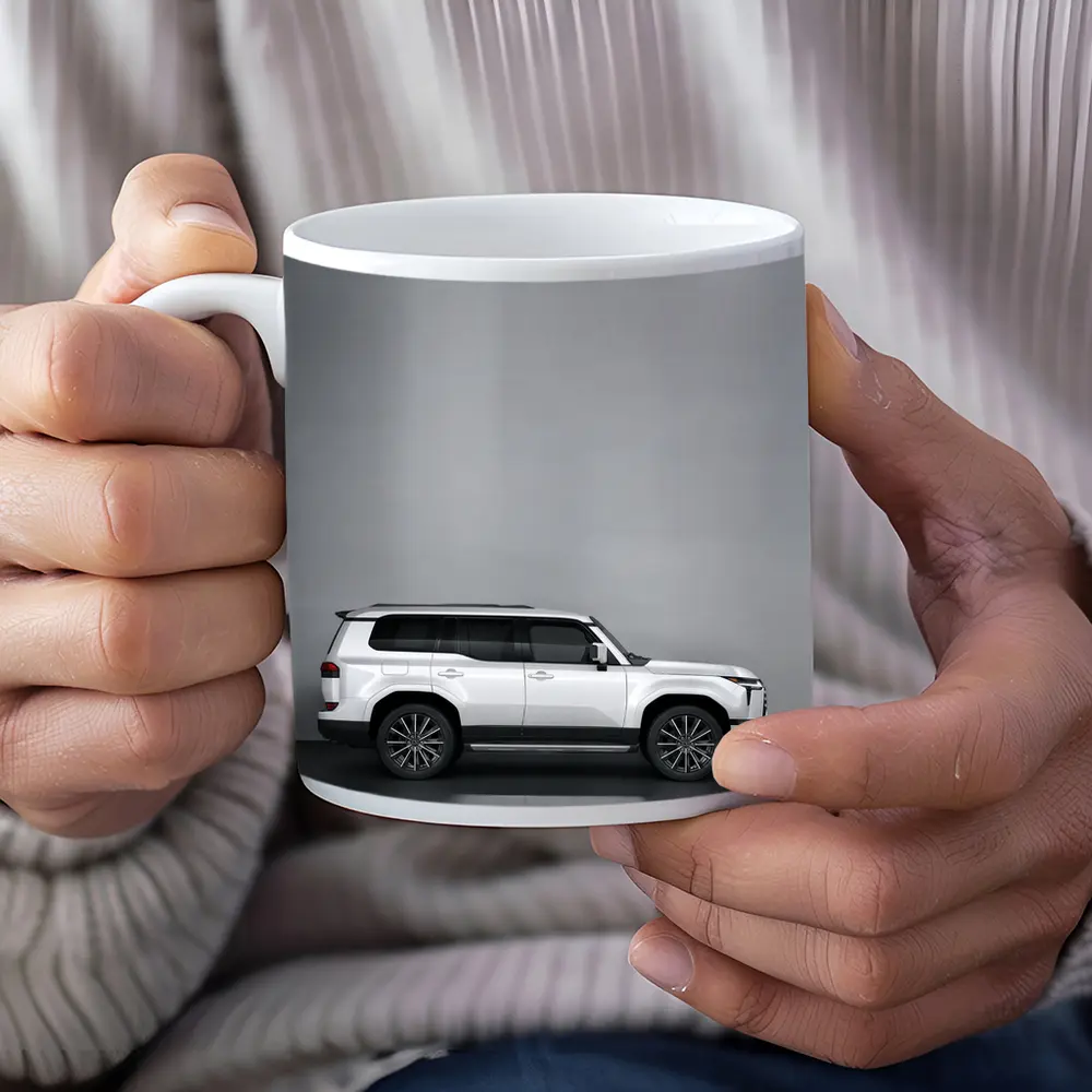 Lexus GX White SUV Gray Studio Background – Mugs