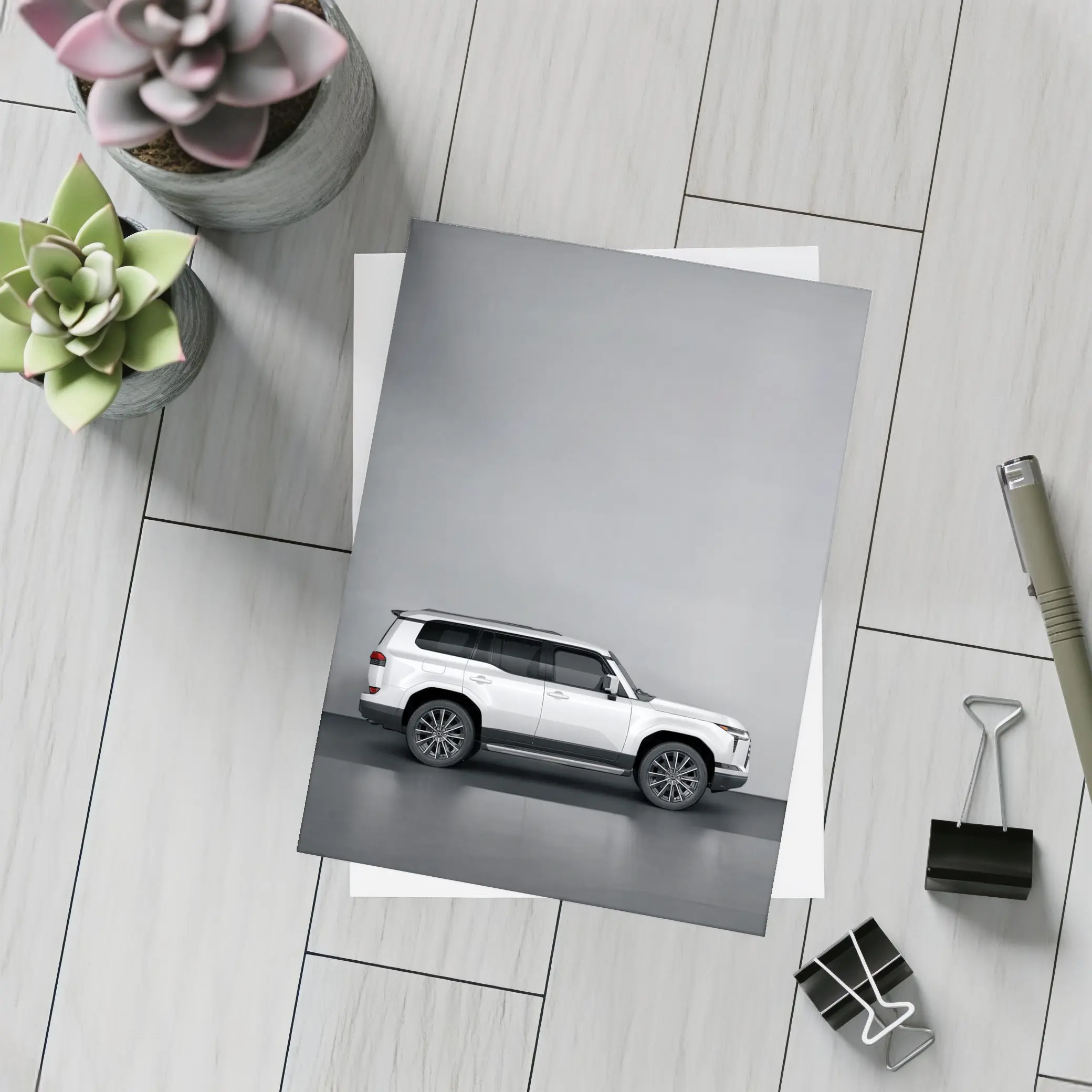Lexus GX White SUV Gray Studio Background – Postcards