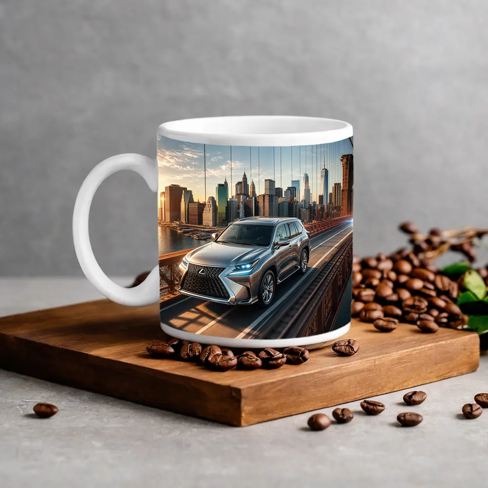 Lexus GX Silver SUV Brooklyn Bridge Skyline – Mugs