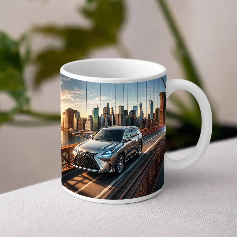 Lexus GX Silver SUV Brooklyn Bridge Skyline – Mugs