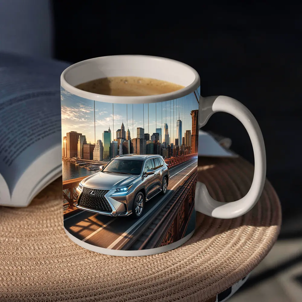 Lexus GX Silver SUV Brooklyn Bridge Skyline – Mugs