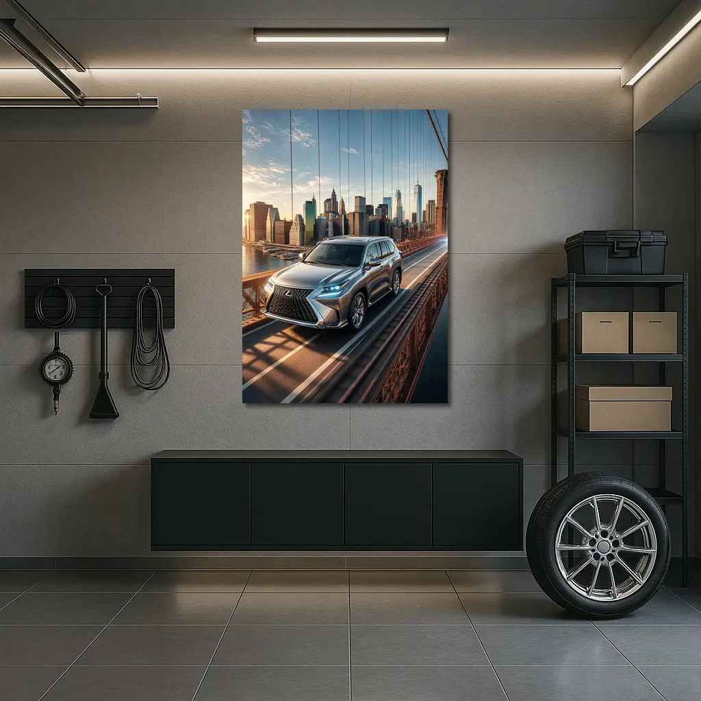 Lexus GX Silver SUV Brooklyn Bridge Skyline – Wall Art