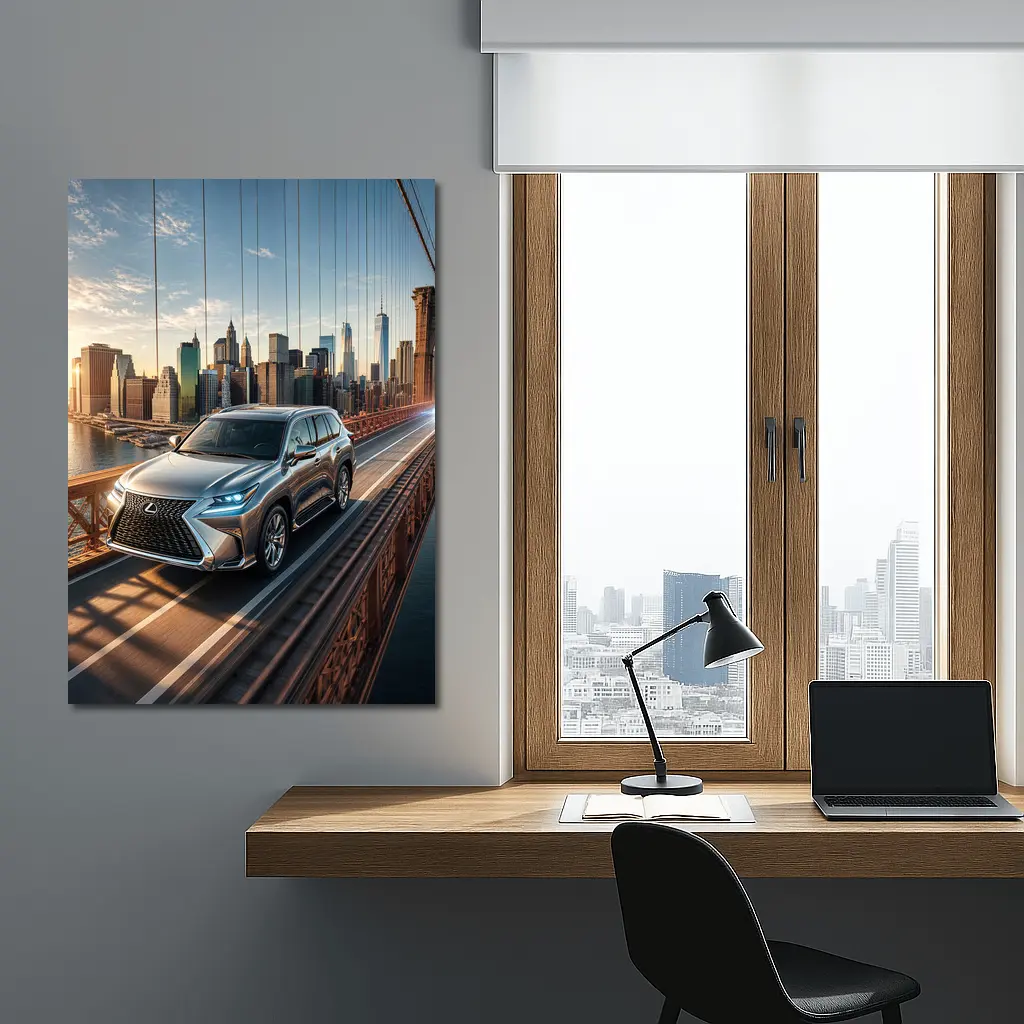 Lexus GX Silver SUV Brooklyn Bridge Skyline – Wall Art