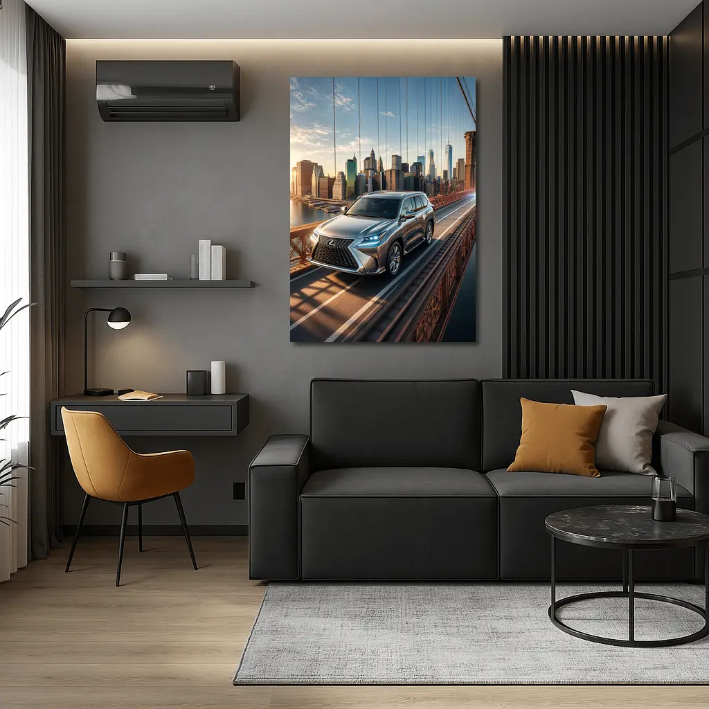 Lexus GX Silver SUV Brooklyn Bridge Skyline – Wall Art