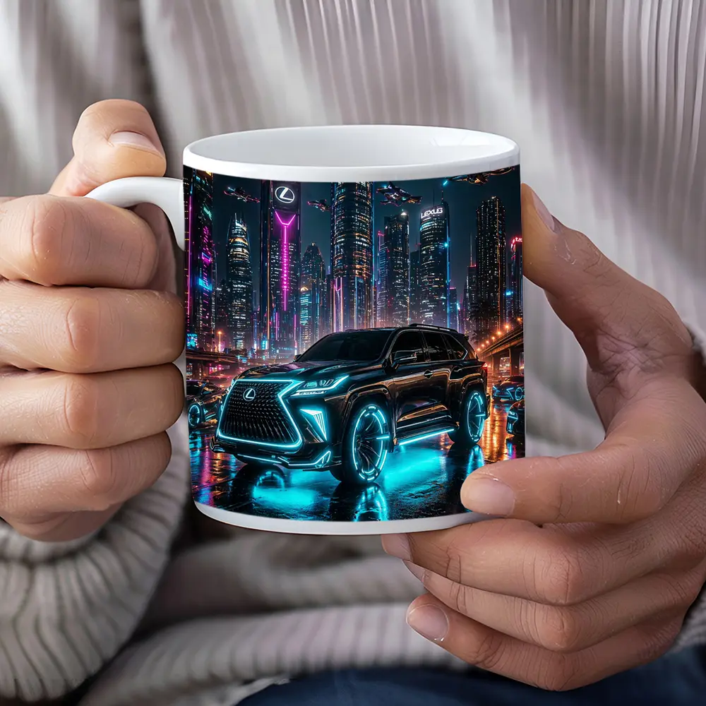 Lexus GX Neon Cyberpunk Futuristic City Night – Mugs
