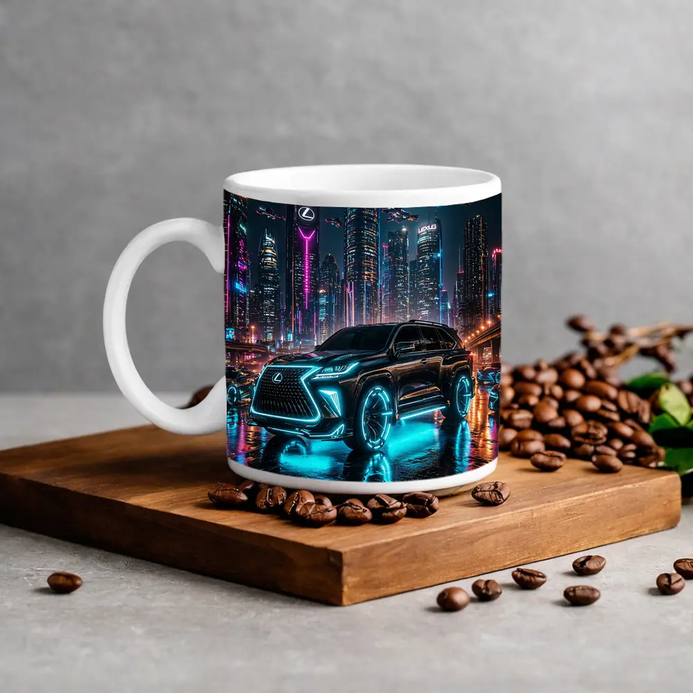Lexus GX Neon Cyberpunk Futuristic City Night – Mugs