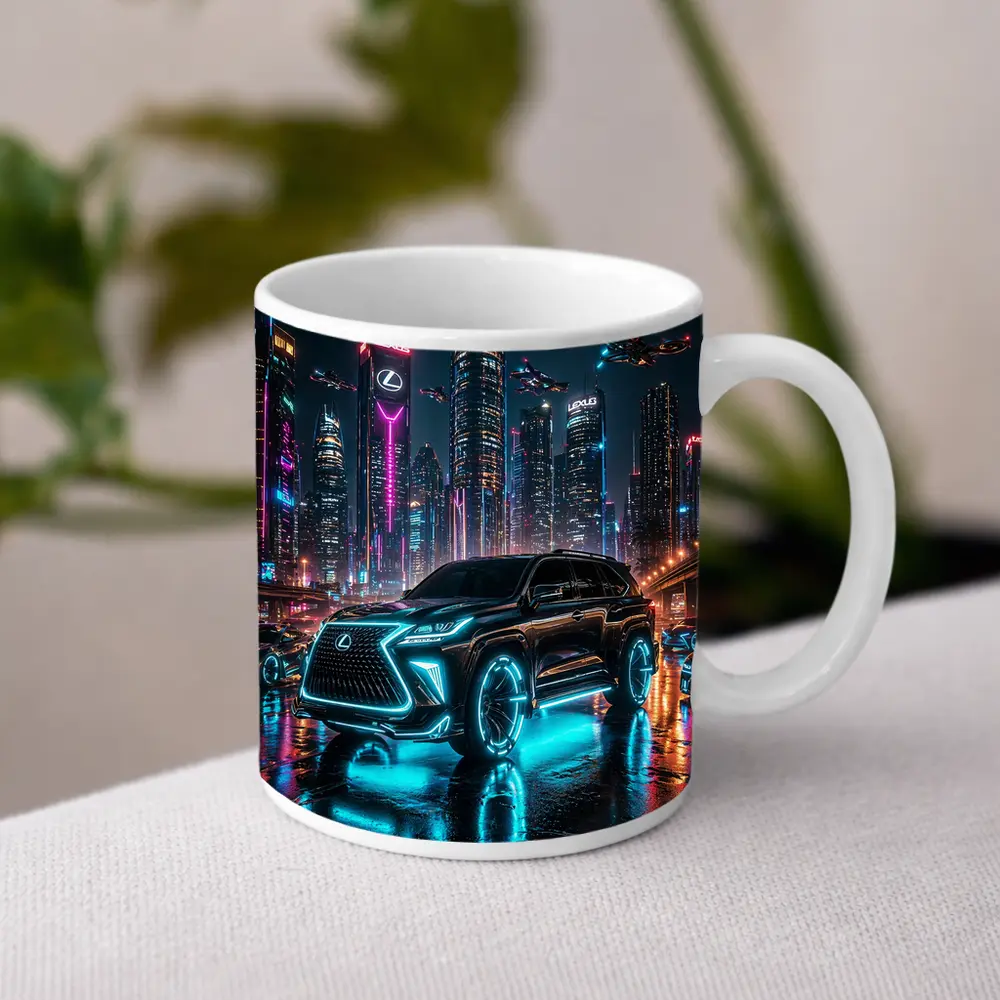 Lexus GX Neon Cyberpunk Futuristic City Night – Mugs