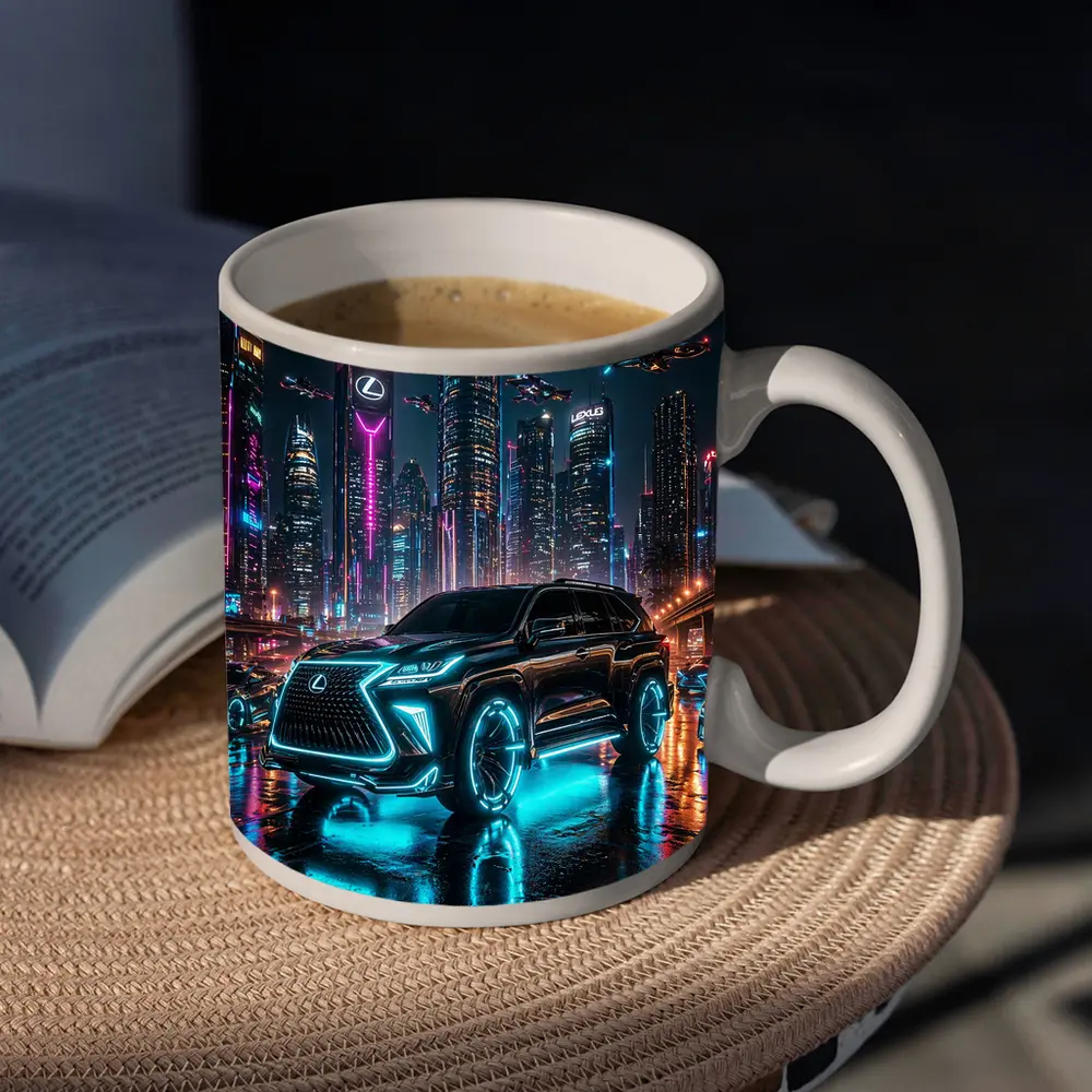 Lexus GX Neon Cyberpunk Futuristic City Night – Mugs