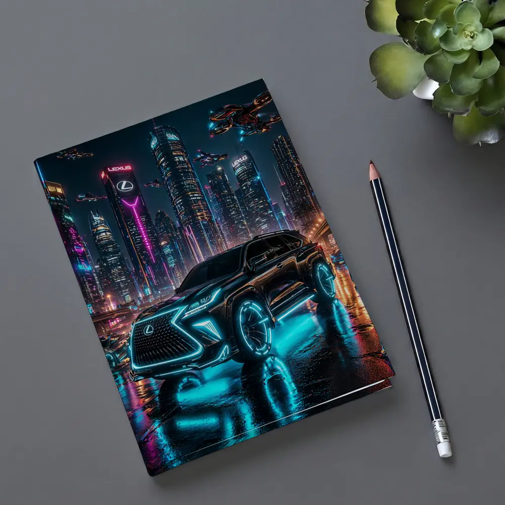 Lexus GX Neon Cyberpunk Futuristic City Night – Notebooks