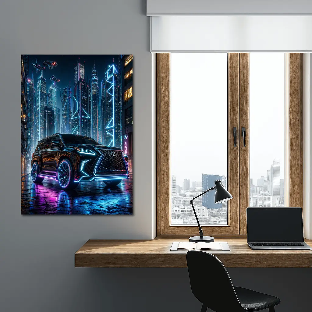 Lexus GX Neon Cyberpunk City Night – Wall Art