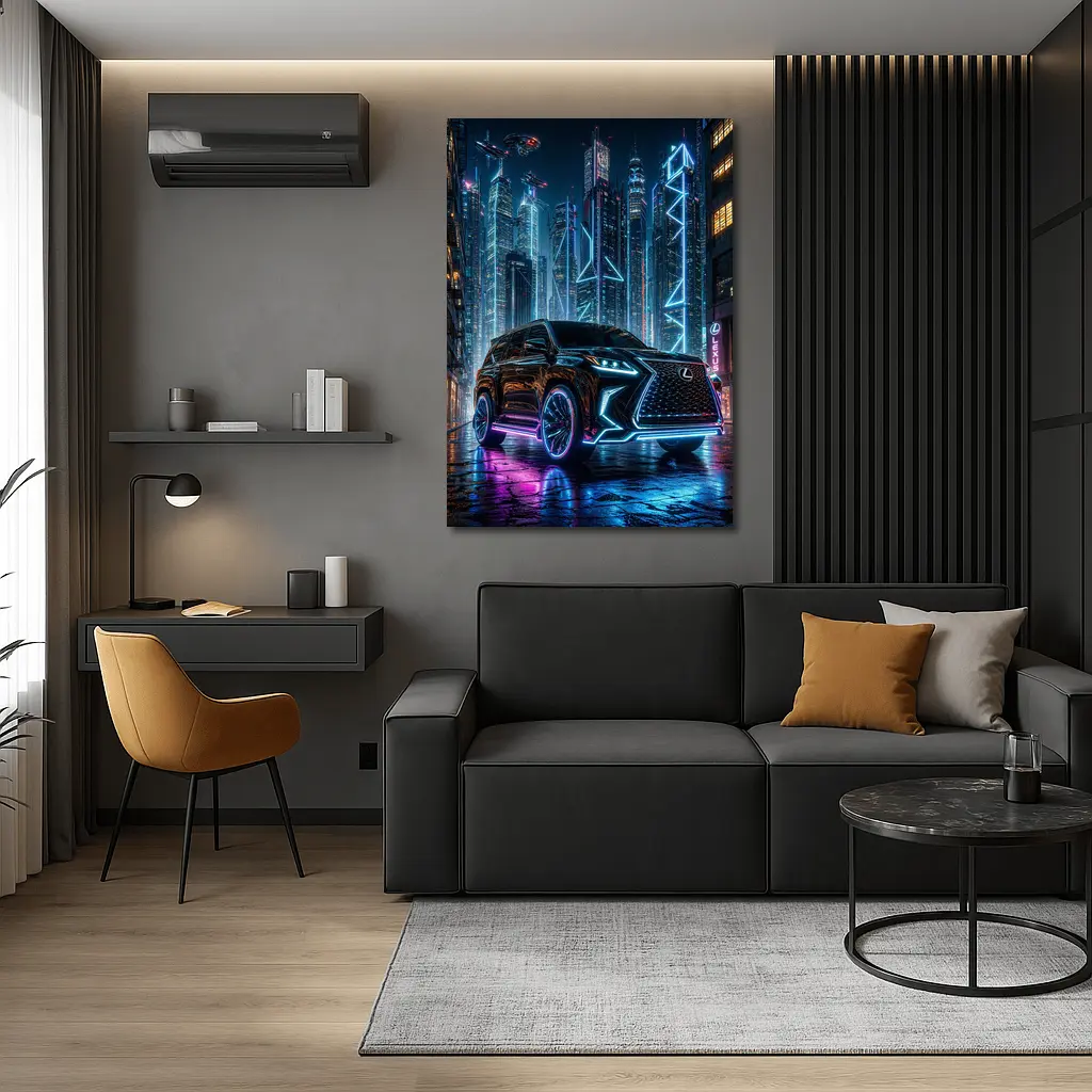 Lexus GX Neon Cyberpunk City Night – Wall Art