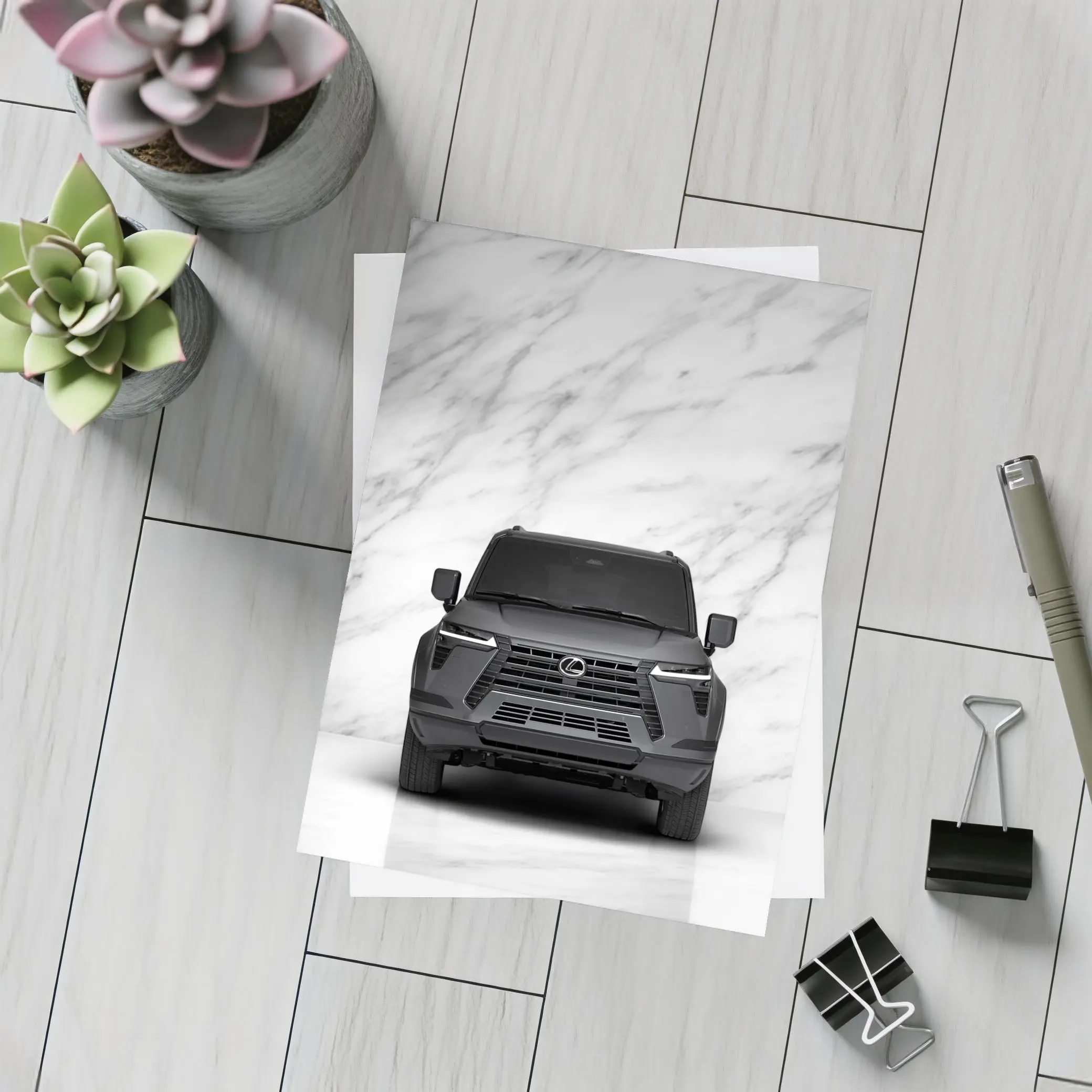 Lexus GX SUV Dark Gray Marble Background – Postcards