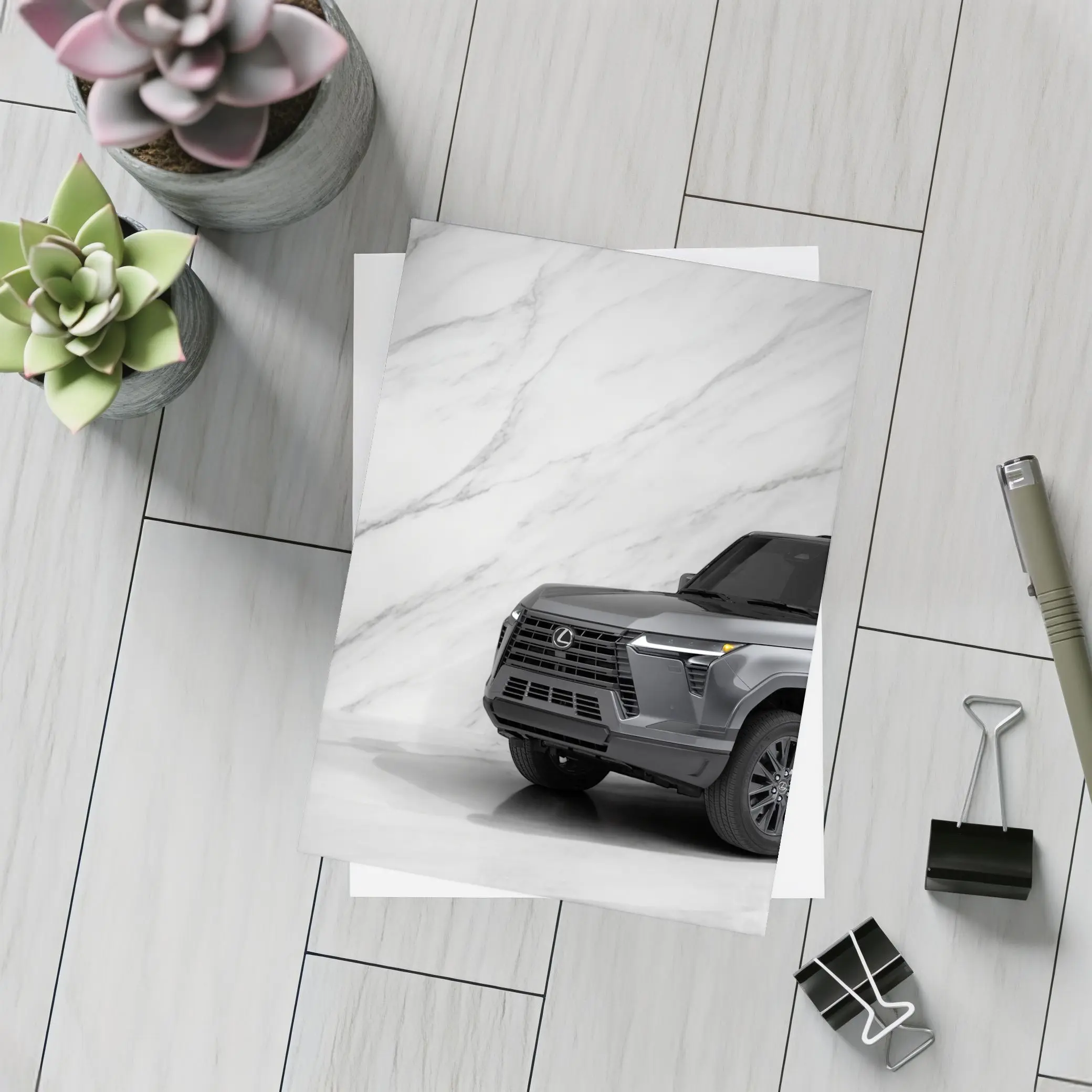 Lexus GX SUV Against White Marble Wall – Postcards
