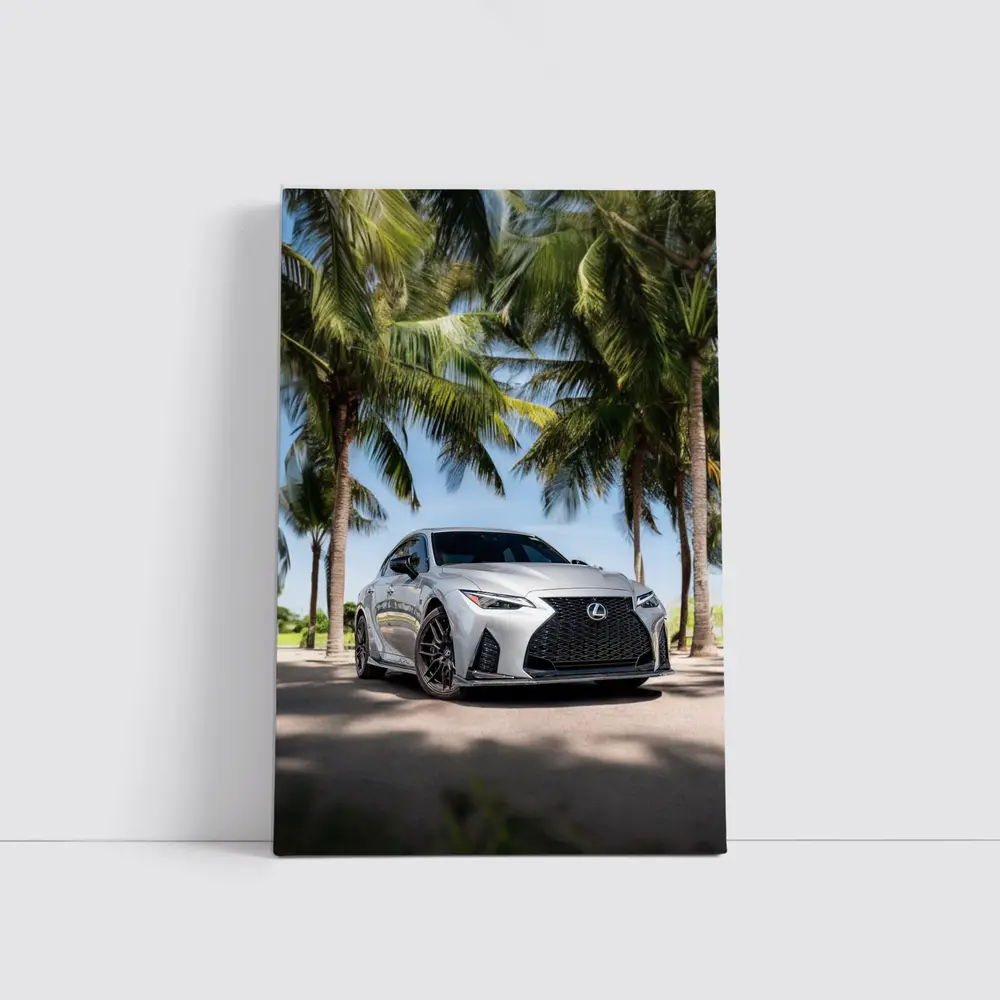 Lexus IS Silver Sedan Under Palm Trees – Wall Art