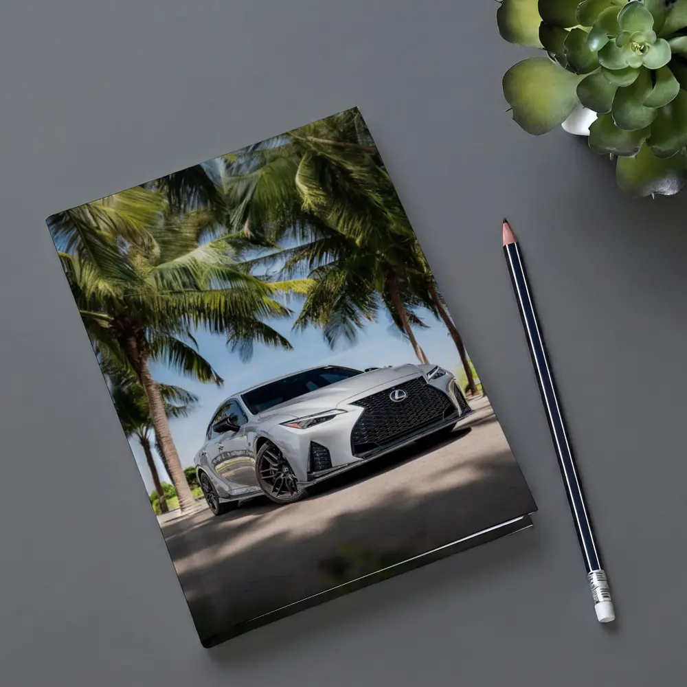 Lexus IS Silver Sedan Under Palm Trees – Notebooks