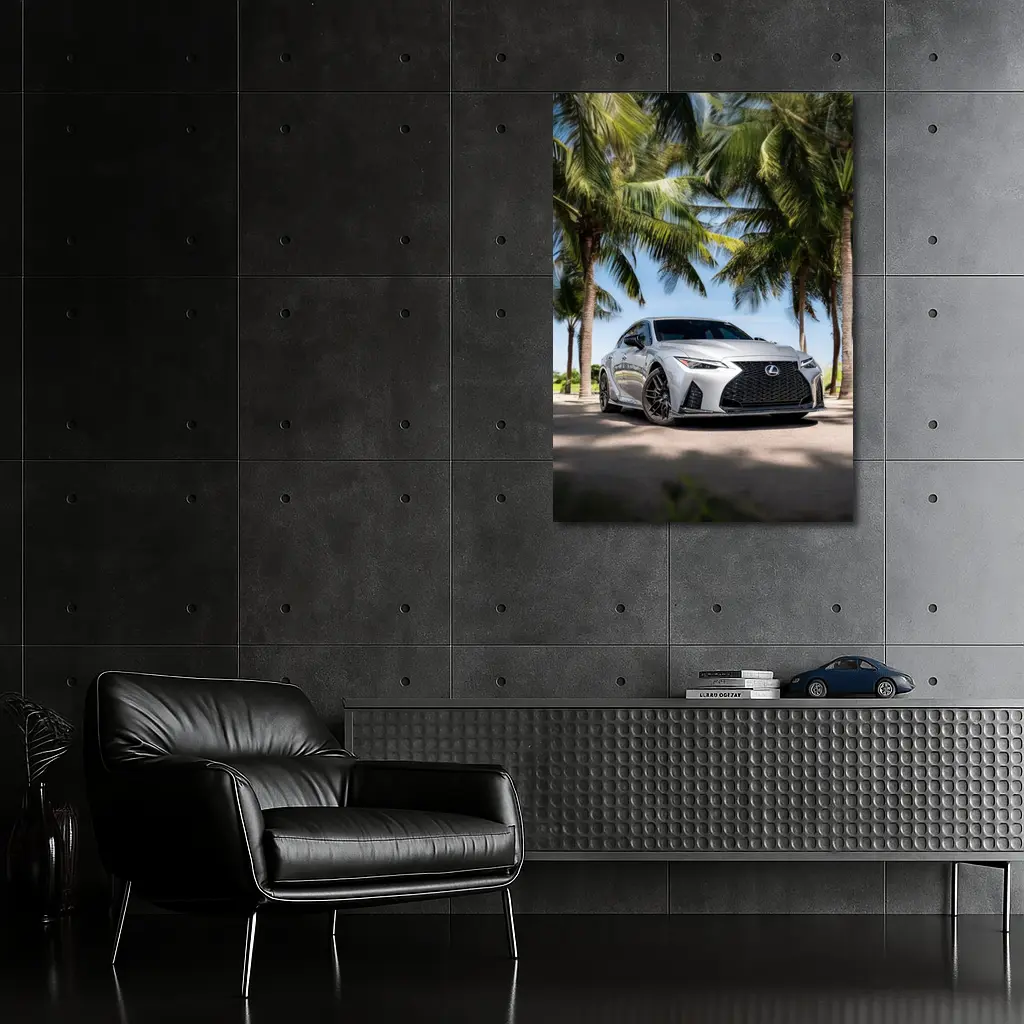 Lexus IS Silver Sedan Under Palm Trees – Wall Art