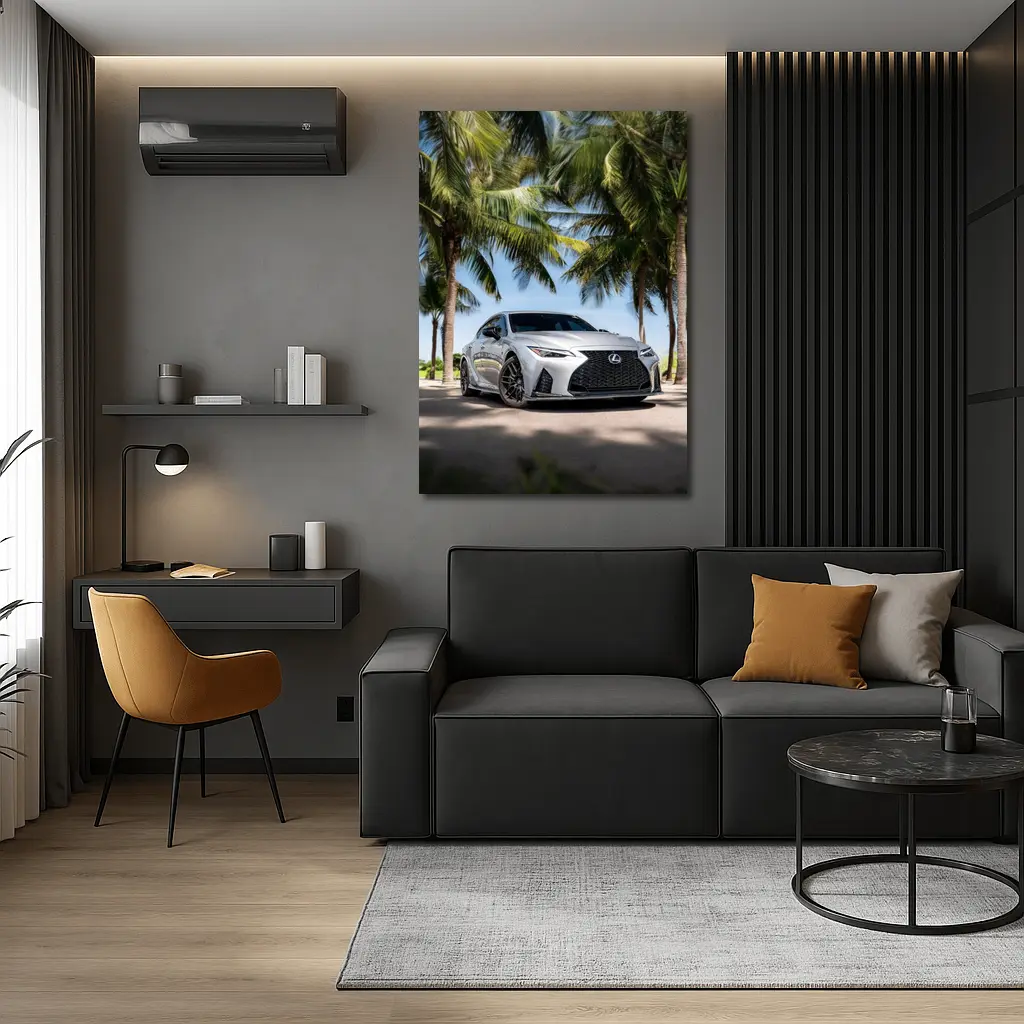 Lexus IS Silver Sedan Under Palm Trees – Wall Art