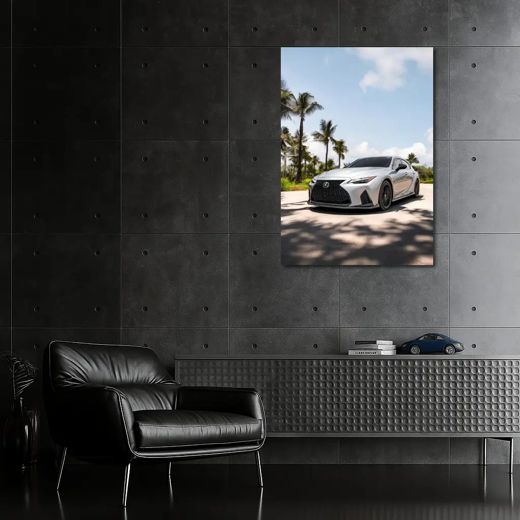 Lexus IS Silver Sports Sedan Palm Trees – Wall Art